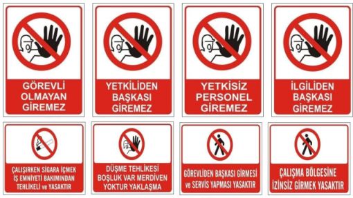 Yasaklama Levhaları, Girilmez, Ateşle Yaklaşma, Yasaktır Levhaları