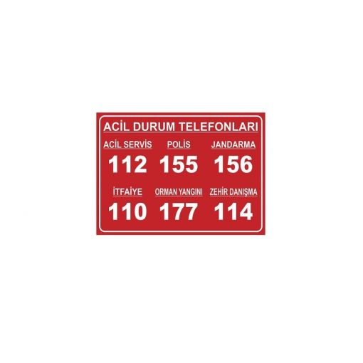 Acil Durum Telefonları, Temizlik Malzemeleri Levhası, Çevreyi Temiz Tutunuz, Bu Alanı Temiz Tut, Dışına Değil İçine Atın, İçine Atın Levhası, Temiz İnsan Temiz Eller Levhası, Yangında Camı Kırın, Sedye, İçilebilir Su, Bu Bölüm Gün Kaza Olmadan Çalıştı, Acil Durum Çekici, Tehlike Anında Basınız, Acil Durum Telefonu, Acil Durumda Camı Kırın, Toplanma Noktası Levhası, Acil Toplanma Merkezi Levhası, İlk Yardım Odası Sol Ok, İlk Yardım Odası Sağ Ok, Sigara İçmeye Bu Alanda İzin Verilmiştir, Sigara İçilebilir Alan, Sigara İçme Yeri Levhası, Açmak İçin Sola Çekin,Açmak İçin Sağa Çekin, Emniyetli Durum Levhaları, Uyarı Levhaları, Acil Duş, Göz ve Vücut Duşu, İlk Yardım Noktası, İlk Yardım Dolabı, İlk Yardım, Acil Toplanma Alanı, Acil Toplanma Merkezi, Sigara İçme Alanı Çantası