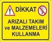 Arızalı Takım ve Malzemeleri Kullanma, Düşebilir Parçalar Koruyucu Baretini Giy, Tehlike Kimyasal Madde Koruyucu Malzemeni Kullan, Tehlike Yüksek Voltaj Koruyucu Malzemeni Kullan, İnşaat Alanı Koruyucu Malzemeni Kullan, Ezilme Tehlikesi Preste Çalışırken Çift El Kumandasını Kullan, Gürültülü Alan Kulaklık Tak, Yangın Tehlikesi Sigara İçmek ve Açık Alev Yasaktır, Fabrika Alanı Koruyucu Malzemeni Kullan, Sıçrayan Parçalar Çapak Tehlikesi, Soğuk Düşük Isı Tehlikesi Koruyucu Malzemeni Giy, Sıkışma Tehlikesi, Yüksek Düşme Tehlikesi- Paraşüt Tipi Emniyet Kemerini Tak, Dönen Cisimler Kesilme Tehlikesi Çelik Örgü Eldiven Giy, Sıcak Levha Yanma Tehlikesi Isıya Dayanıklı Eldiven Giy, Asit Tahriş Edici Tehlike, Uyarı Levhaları, Bursa Uyarı Levhaları Baskı, Kombine Levhalar,
