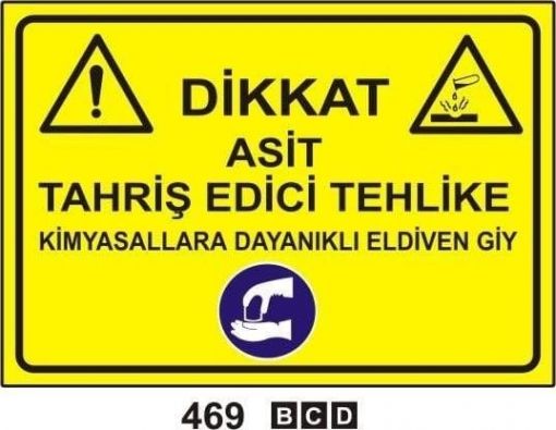 Asit Tahriş Edici Tehlike, Uyarı Levhaları, Bursa Uyarı Levhaları Baskı, Kombine Levhalar,