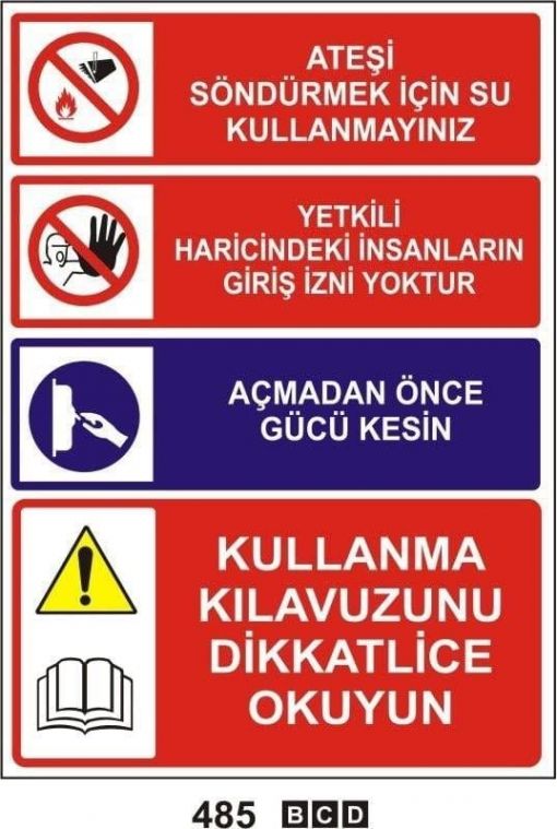 Ateşi Söndürmek İçin Su Kullanınız ..., Sigara İçmek Yasaktır ..., Maden Sahası Uyarı Levhası, Bu Departmanda Ayakkabı ve İş Elbisesi Kullamak Zorunludur, Dikkat Çekici Çıkabilir, Baret, Maske, Eldiven,Ayakkabı,Gözlük Kullanınız, Dikkat Elektrik Tehlikesi, Tehlike Maden Sahası Levhası, İnşaat Sahasına Girmek Tehlikeli ve Yasaktır Levhası, Dikkat Burada Çift Taraflı Besleme Yapılmaktadır Levhası, İnşaat Alanı Koruyucu Malzemeni Kullan, Ezilme Tehlikesi Preste Çalışırken Çift El Kumandasını Kullan, Gürültülü Alan Kulaklık Tak, Yangın Tehlikesi Sigara İçmek ve Açık Alev Yasaktır, Fabrika Alanı Koruyucu Malzemeni Kullan, Sıçrayan Parçalar Çapak Tehlikesi, Soğuk Düşük Isı Tehlikesi Koruyucu Malzemeni Giy, Sıkışma Tehlikesi, Yüksek Düşme Tehlikesi- Paraşüt Tipi Emniyet Kemerini Tak, Dönen Cisimler Kesilme Tehlikesi Çelik Örgü Eldiven Giy, Sıcak Levha Yanma Tehlikesi Isıya Dayanıklı Eldiven Giy, Asit Tahriş Edici Tehlike, Uyarı Levhaları, Bursa Uyarı Levhaları Baskı, Kombine Levhalar,
