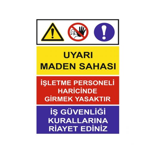 Maden Sahası Uyarı Levhası, Bu Departmanda Ayakkabı ve İş Elbisesi Kullamak Zorunludur, Dikkat Çekici Çıkabilir, Baret, Maske, Eldiven,Ayakkabı,Gözlük Kullanınız, Dikkat Elektrik Tehlikesi, Tehlike Maden Sahası Levhası, İnşaat Sahasına Girmek Tehlikeli ve Yasaktır Levhası, Dikkat Burada Çift Taraflı Besleme Yapılmaktadır Levhası, İnşaat Alanı Koruyucu Malzemeni Kullan, Ezilme Tehlikesi Preste Çalışırken Çift El Kumandasını Kullan, Gürültülü Alan Kulaklık Tak, Yangın Tehlikesi Sigara İçmek ve Açık Alev Yasaktır, Fabrika Alanı Koruyucu Malzemeni Kullan, Sıçrayan Parçalar Çapak Tehlikesi, Soğuk Düşük Isı Tehlikesi Koruyucu Malzemeni Giy, Sıkışma Tehlikesi, Yüksek Düşme Tehlikesi- Paraşüt Tipi Emniyet Kemerini Tak, Dönen Cisimler Kesilme Tehlikesi Çelik Örgü Eldiven Giy, Sıcak Levha Yanma Tehlikesi Isıya Dayanıklı Eldiven Giy, Asit Tahriş Edici Tehlike, Uyarı Levhaları, Bursa Uyarı Levhaları Baskı, Kombine Levhalar,
